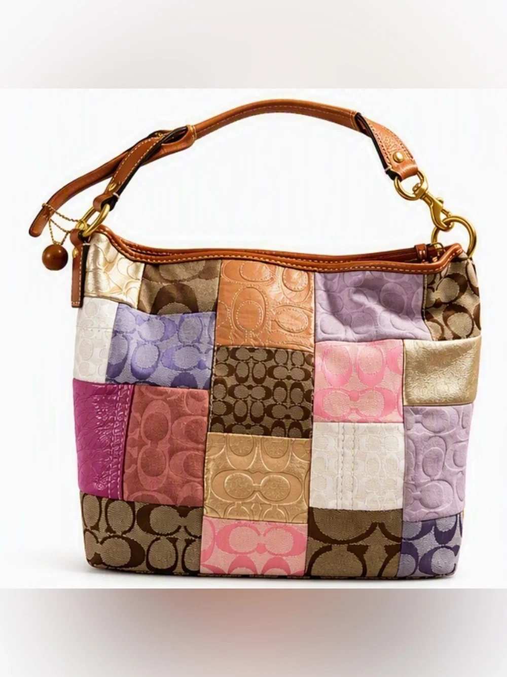 Vintage Coach Patchwork Signature Hobo Shoulder Bag